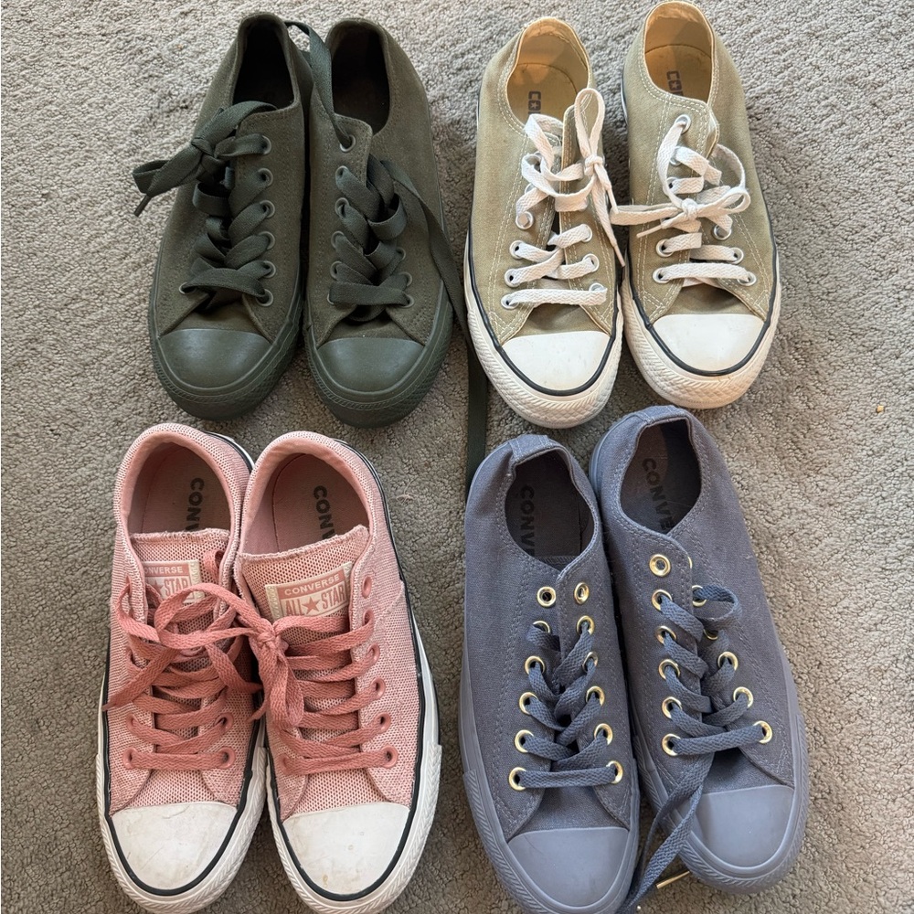 Converse Low Top Sneakers Set - Olive, Beige, Pink, Slate Blue